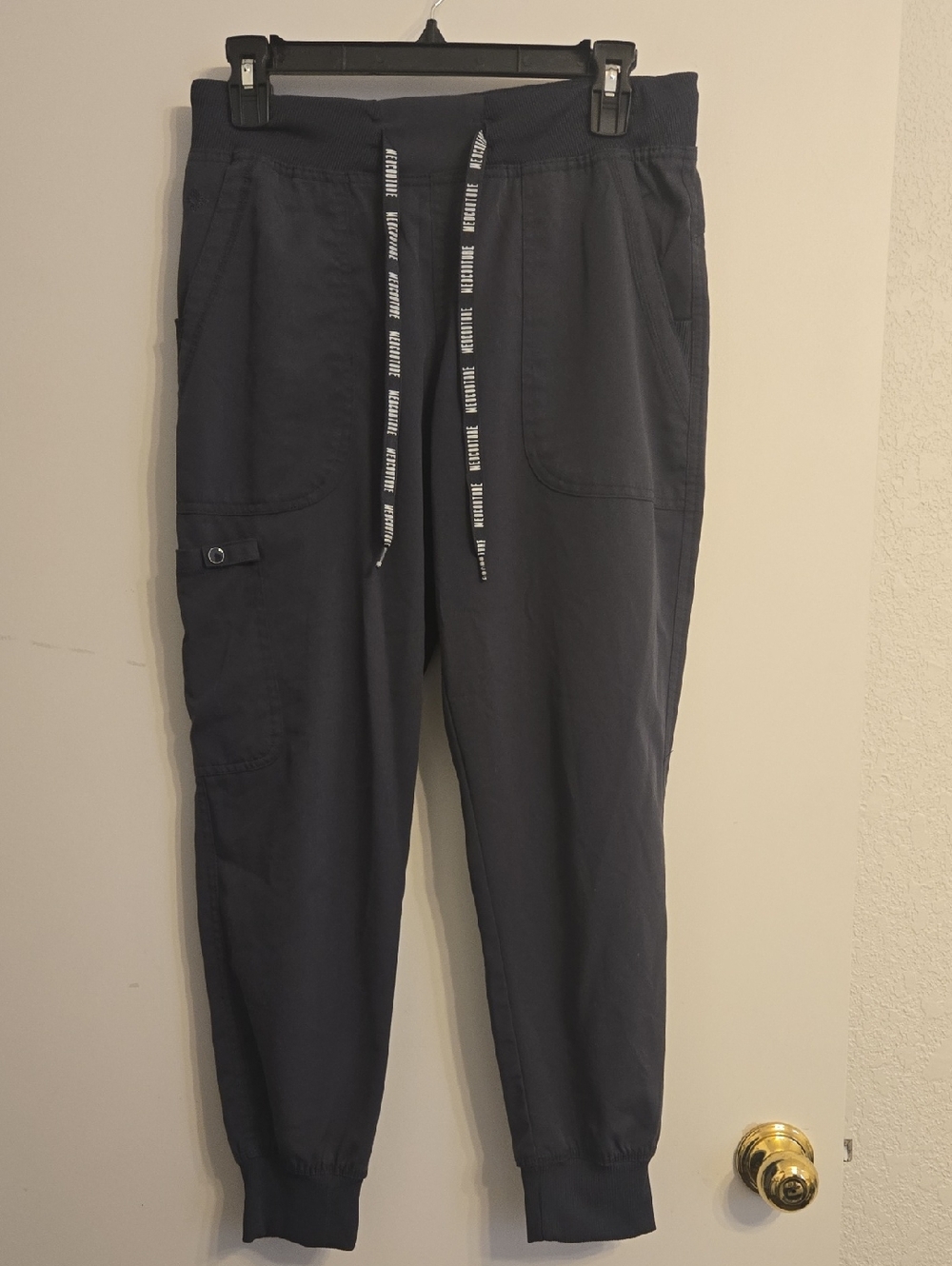 Women's Med Couture Scrub Pants in Gray - Casual Drawstring Tapered Fit